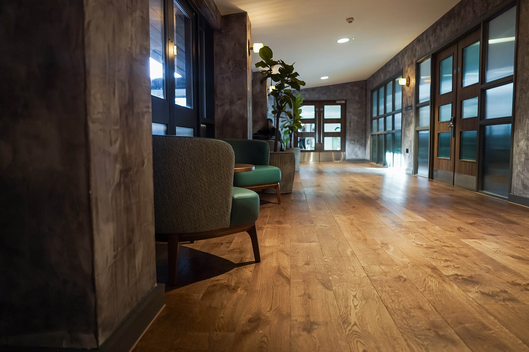 Walnut Oak flooring at burleigh Court Hotel.