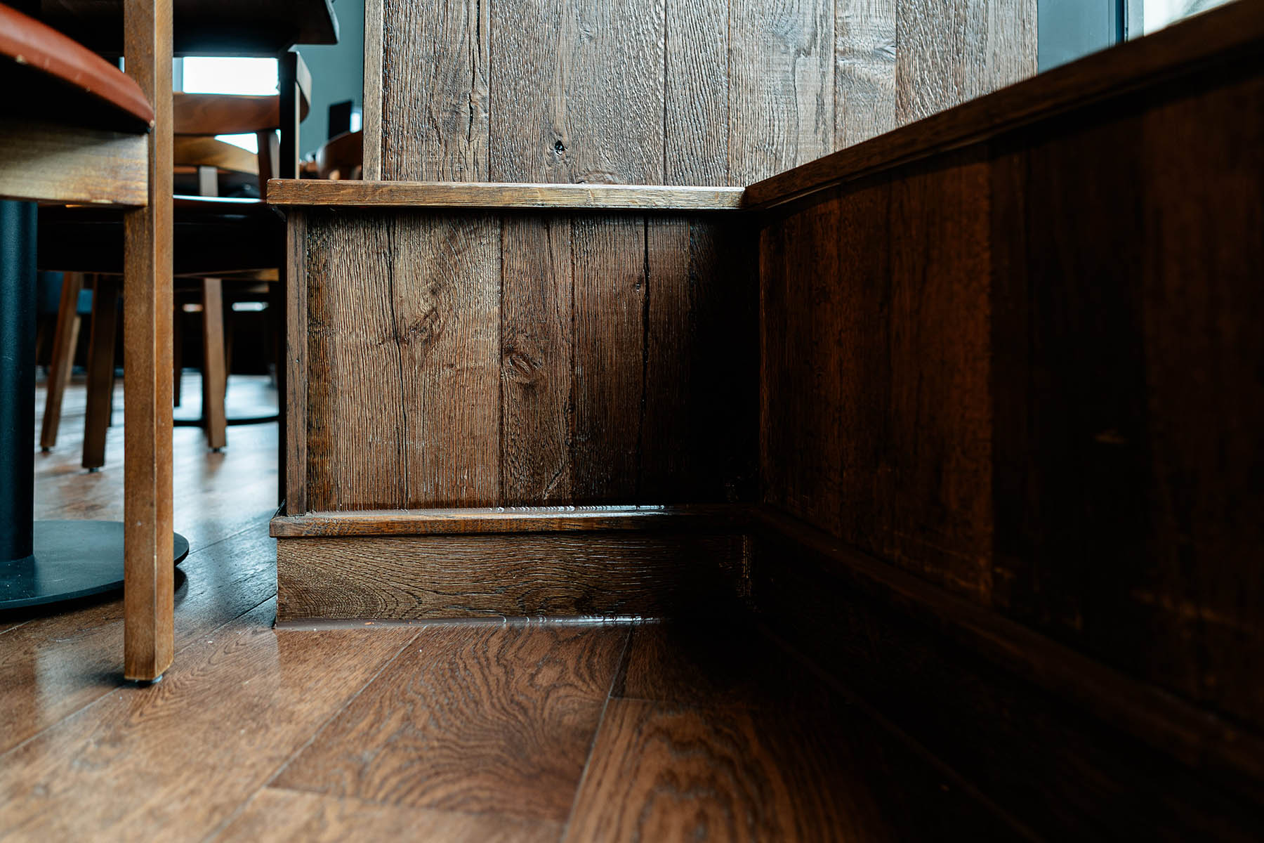 Rustic oak wall cladding with natural wood grain texture