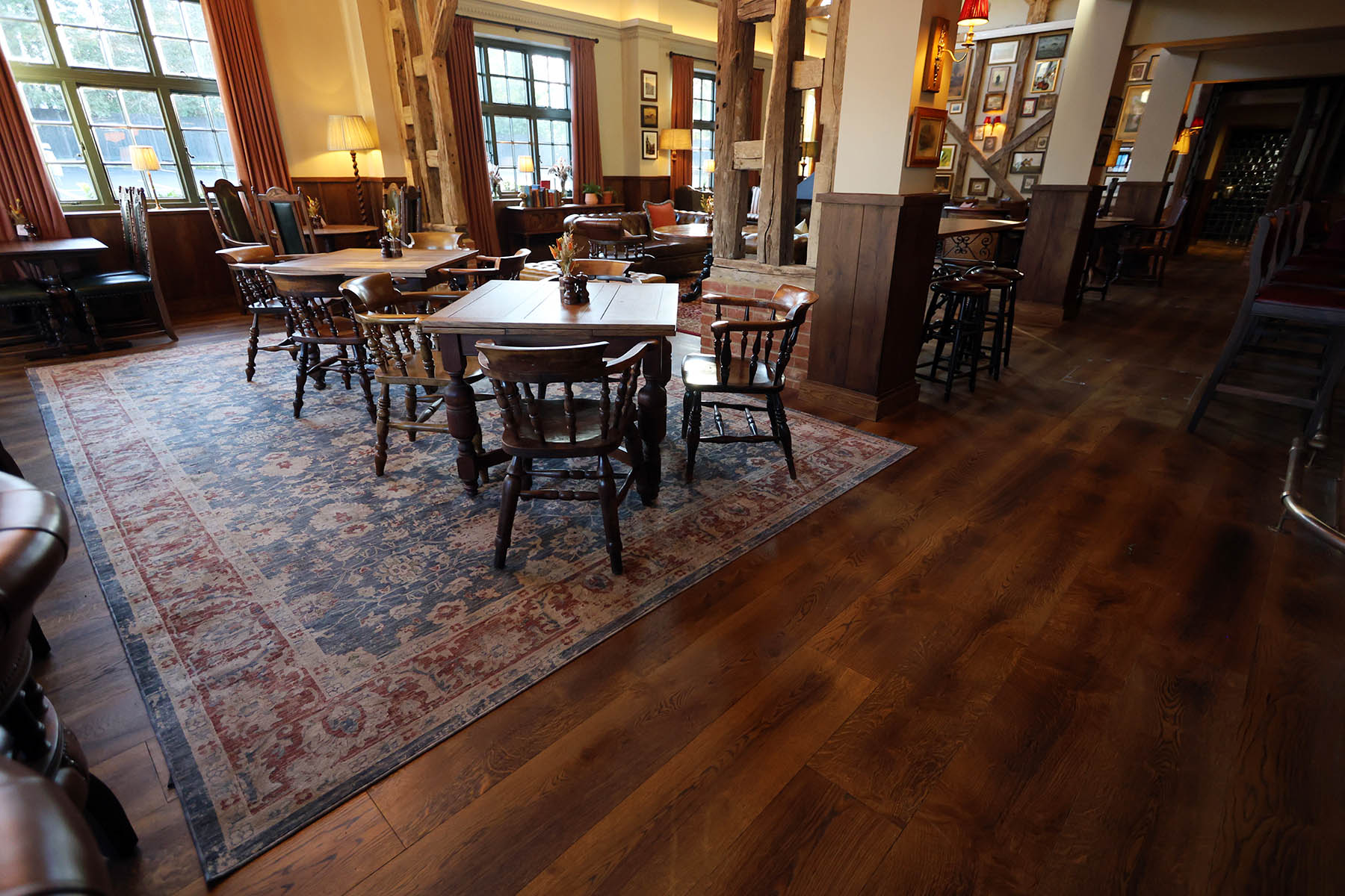 Close-up of natural grain details in engineered plank flooring.