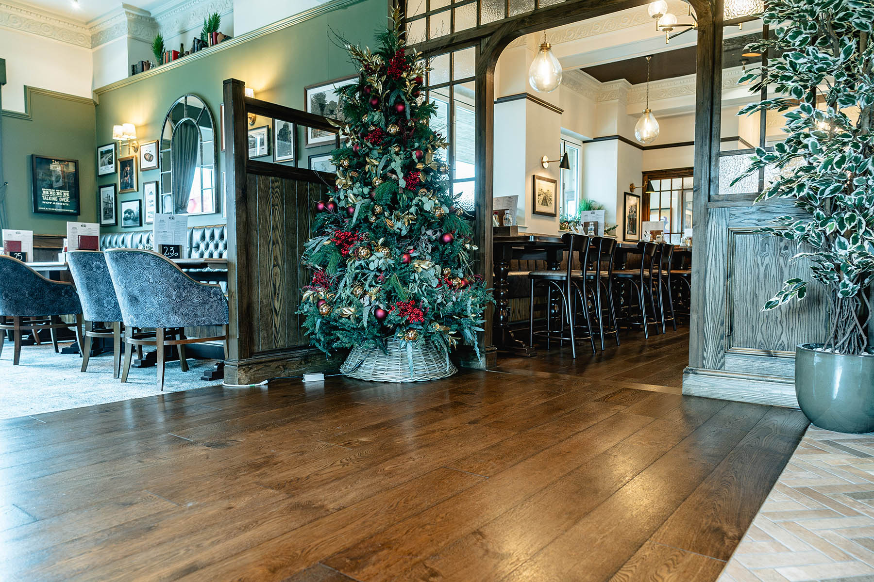 Finchers Way plank flooring with rich brown tones in The Bellflower, Preston.