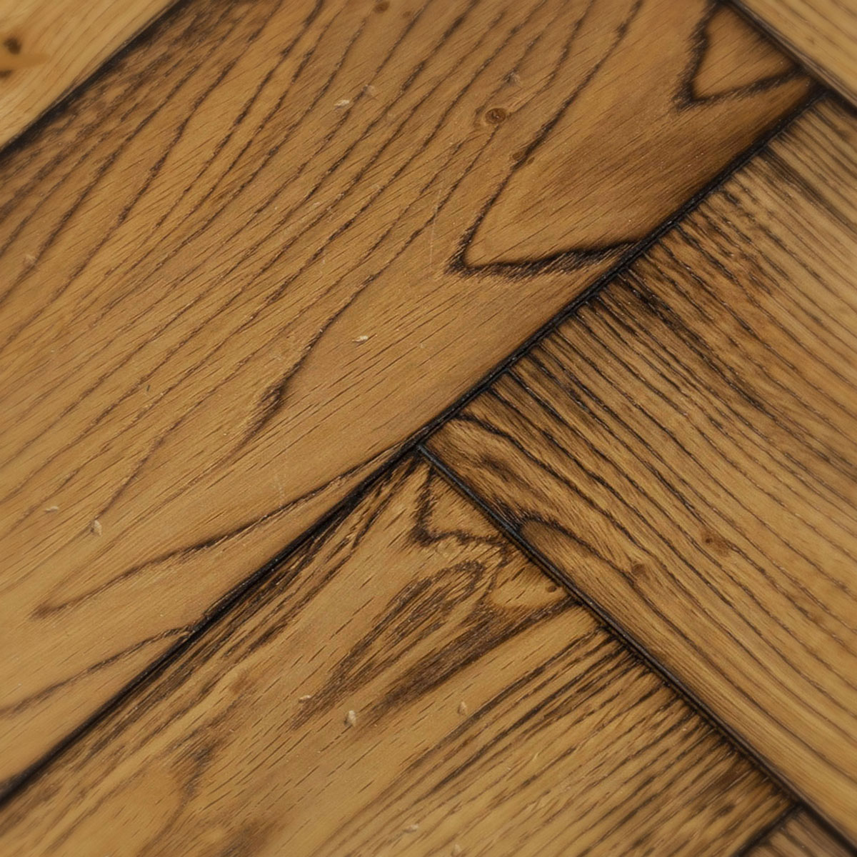 Lowfield Lane Herringbone - Brushed, Worn Engineered Oak Floor