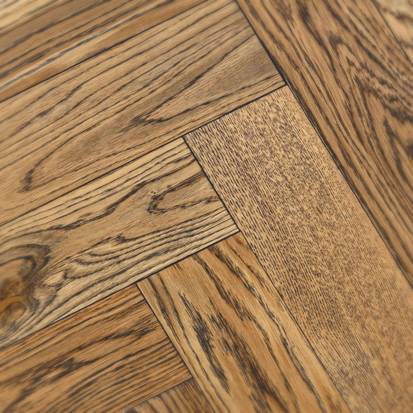 Spencer Street Herringbone - Golden Oak Wood Floor