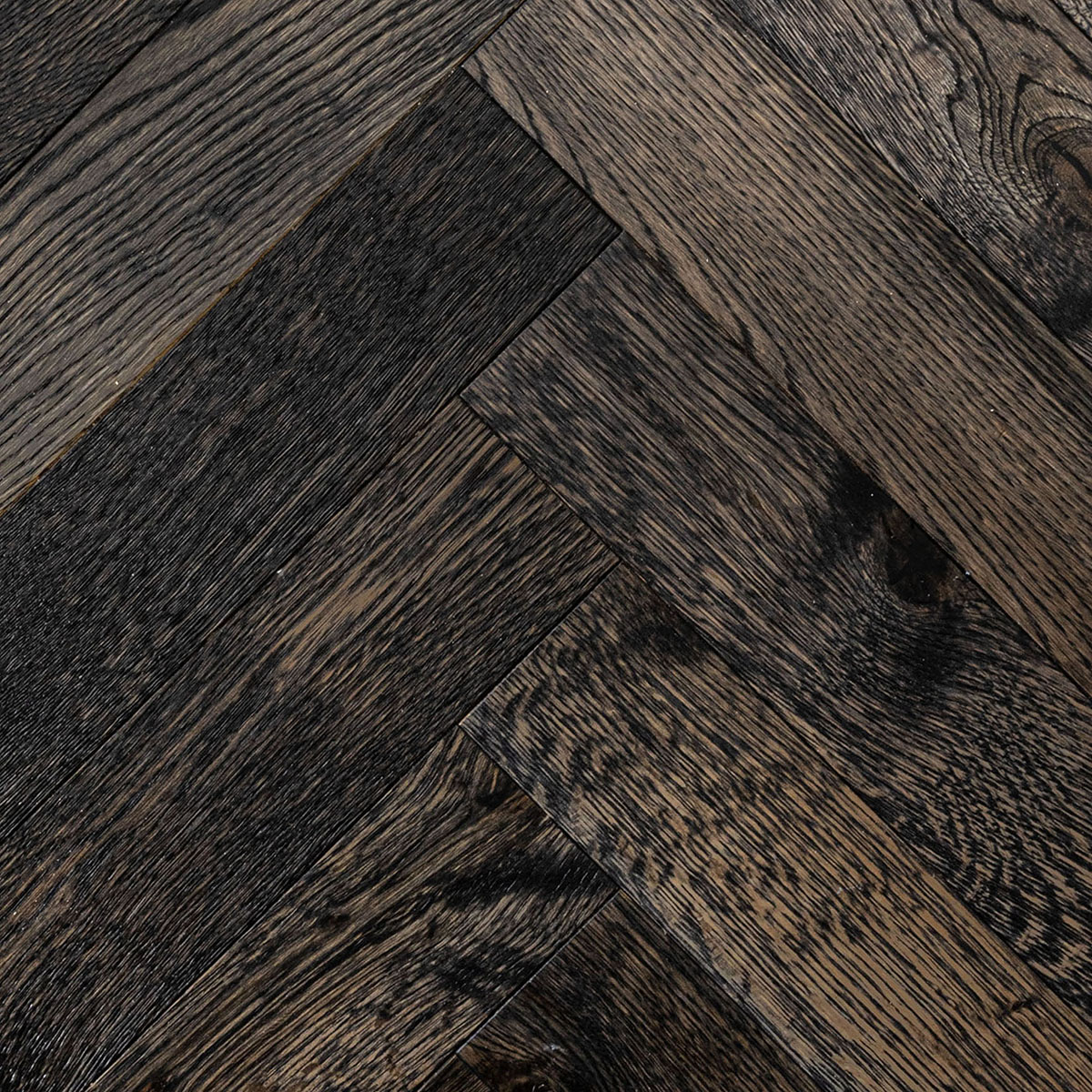 Aston Bridge - Dusky Black Herringbone Wood Floor