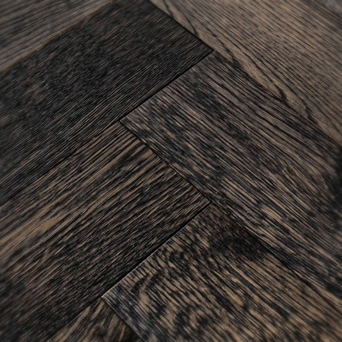 Aston Bridge - Dusky Black Herringbone Wood Floor