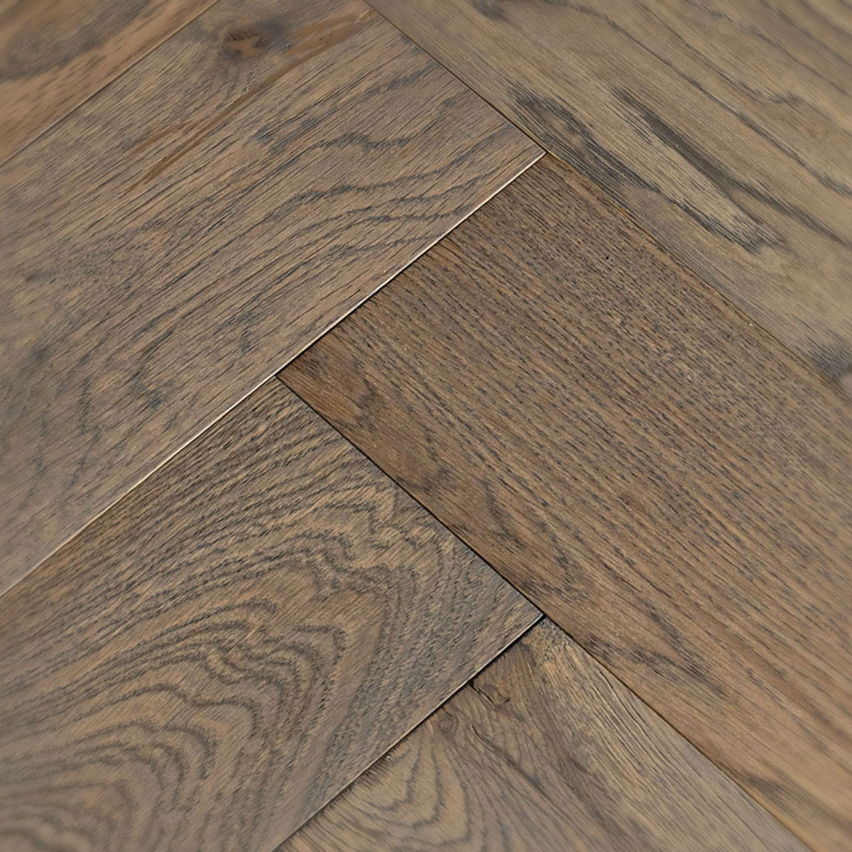 Penley Court - Smokey Grey Herringbone Real Wood Floor 