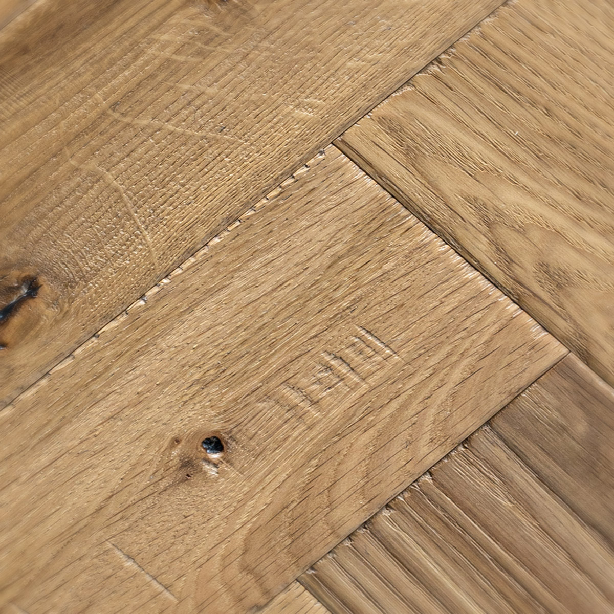 Rustic-grade European oak floor with a hand worked surface texture