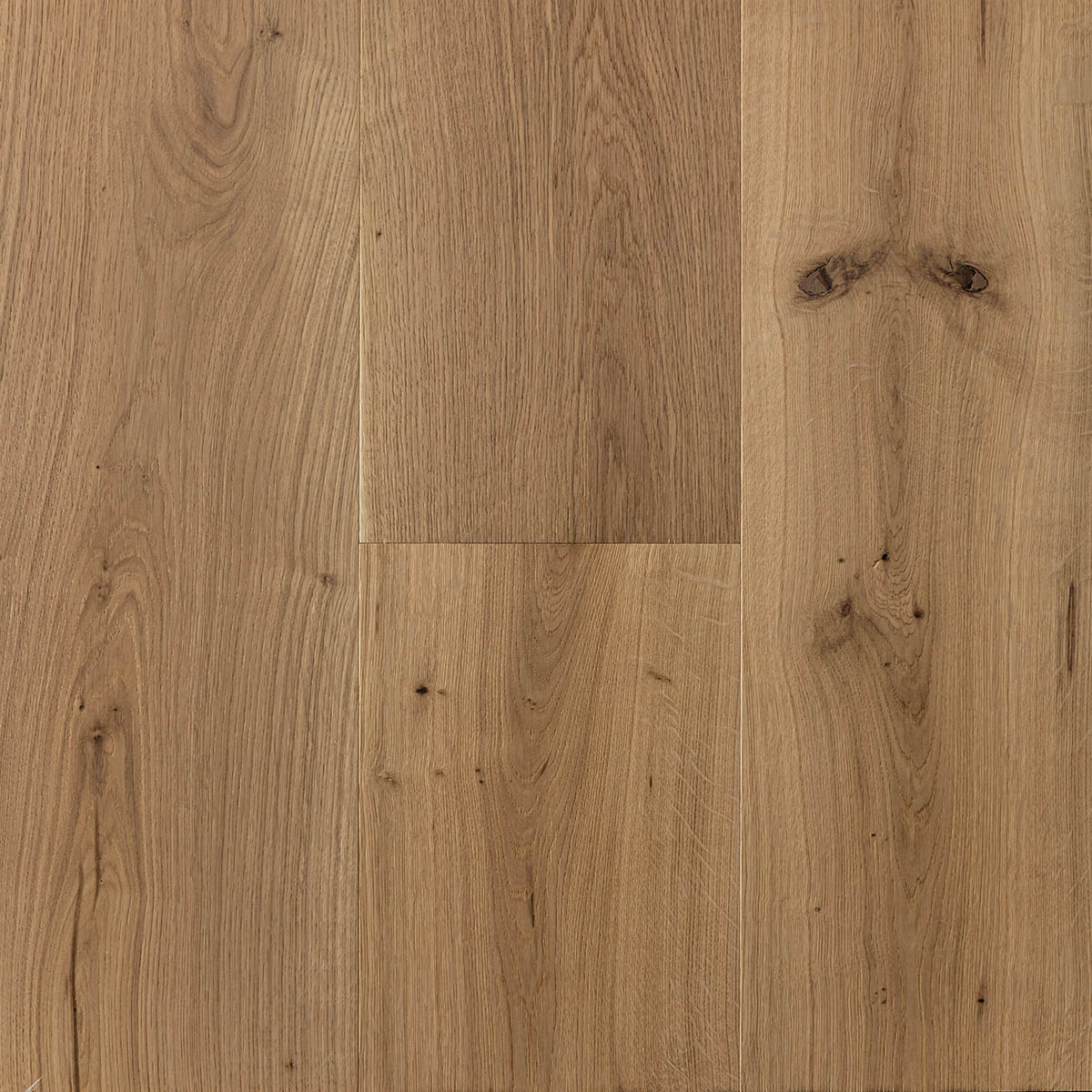 Natural-grade European oak floor finished with an unfinished look