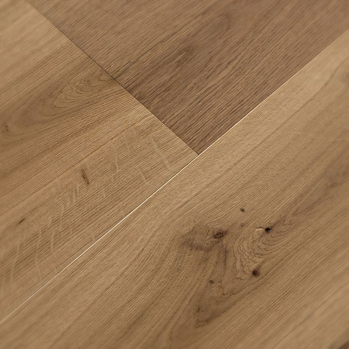 Natural-grade European oak floor with an unfinished look