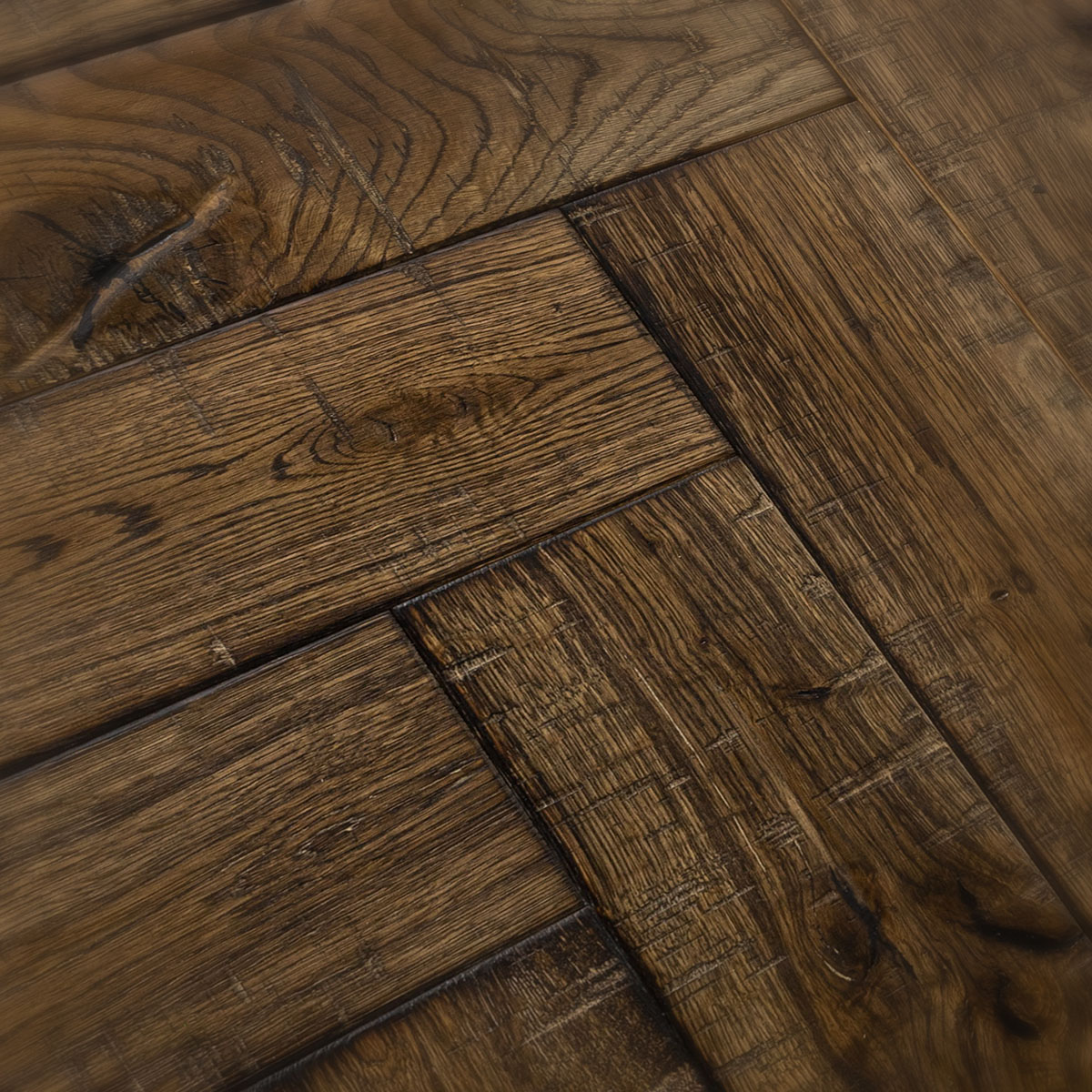 Churchbell Street Herringbone - Rustic Grade, Skipsawn Engineered Oak Floor