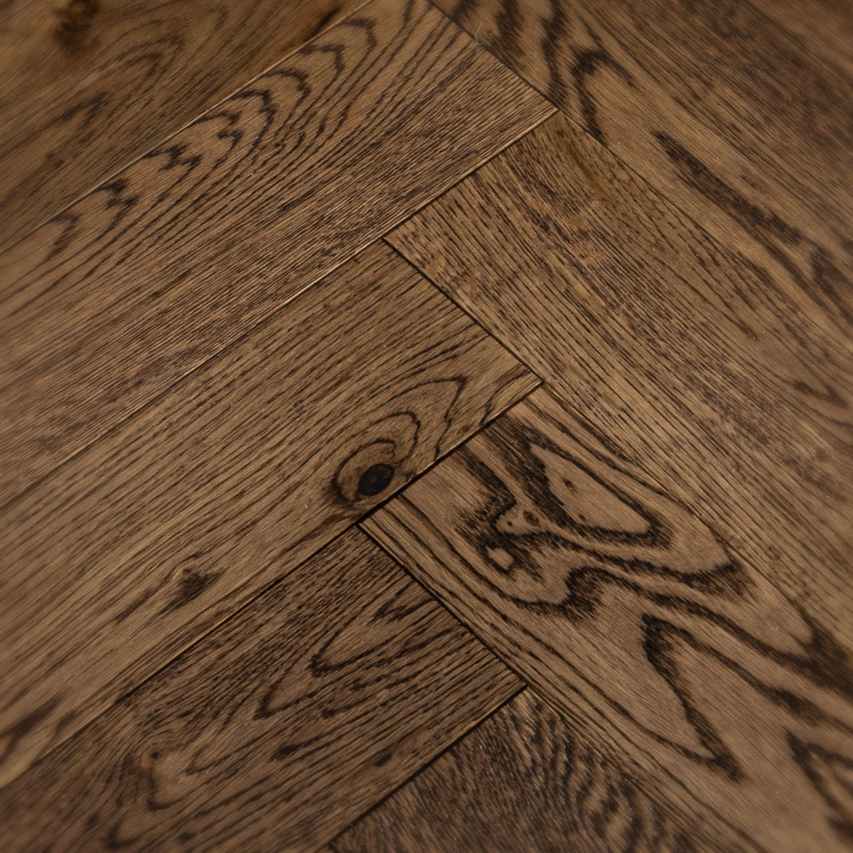 Natural-grade European oak floor finished with a walnut stain