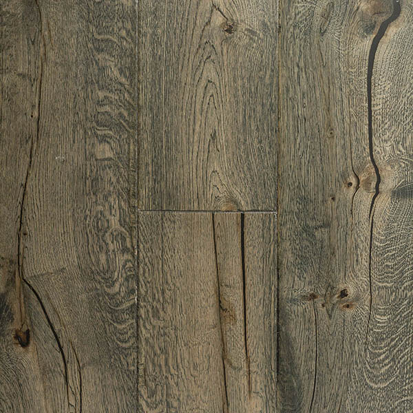 Extra rustic grade plank wood floor with grey colour stain and UV oil finish