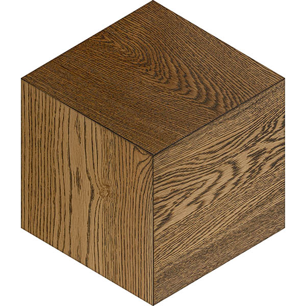 Diamond shaped geometric wood floor with brushed surface